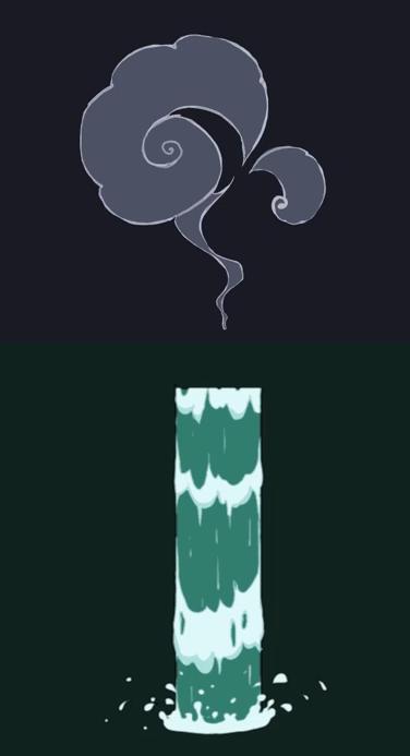 各种元素卡通2D特效 水 火 烟 爆炸 闪电 风