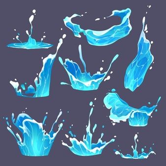 水特效，卡通水特效设计稿，水特效贴图
